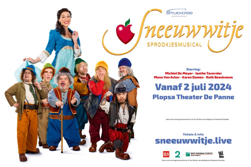 In Plopsa De Panne kun je deze zomer genieten van de Sneeuwwitje sprookjesmusical. Ga op avontuur met de zeven dwergen en geniet! 