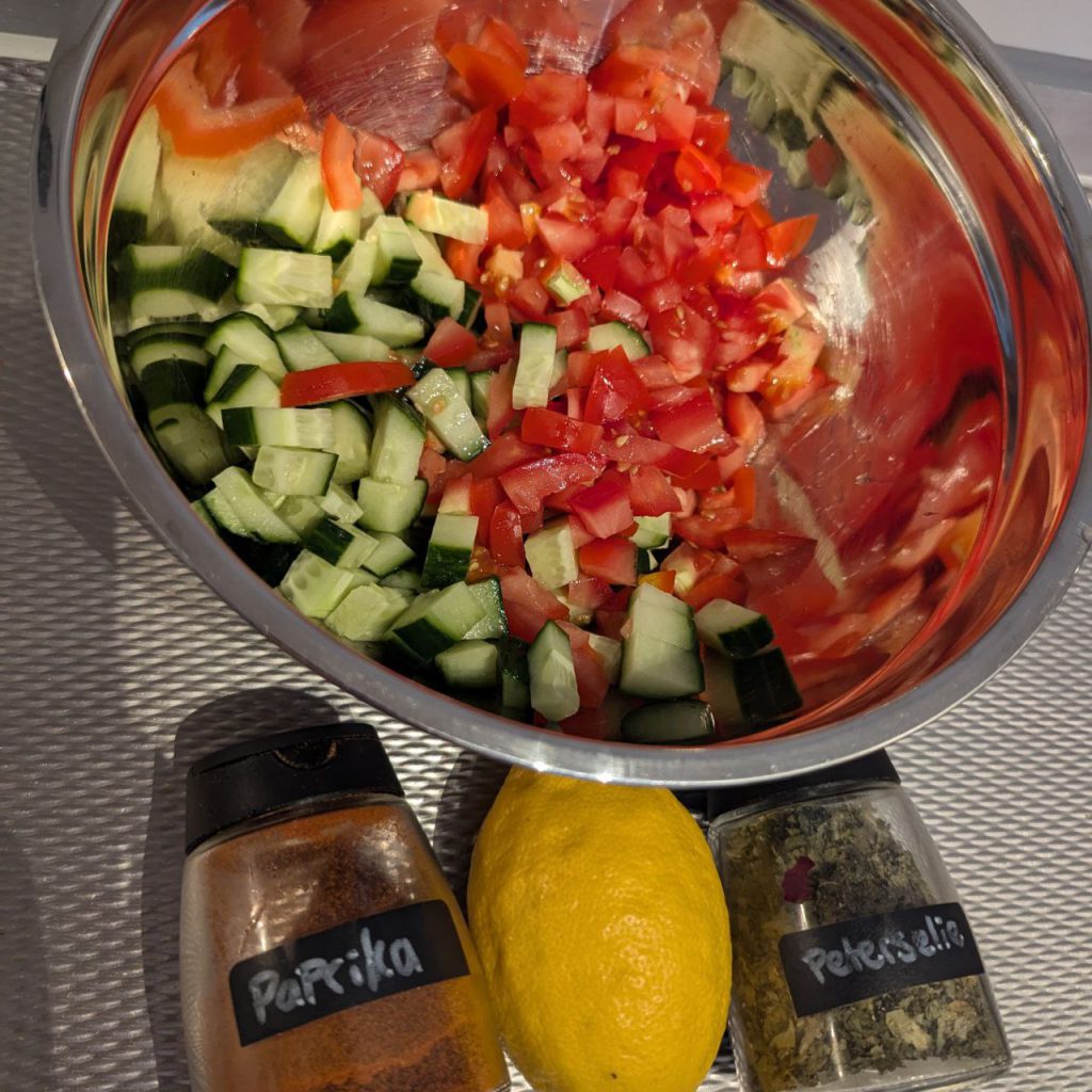 Koude ingrediënten samen